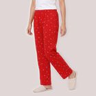 Women's Red Straight Fit Floral Printed Pyjama, Red, small