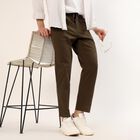 Men's Olive Slim Fit Stretchable Casual Trousers, ओलिव, small