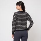 Women's Black Round Neck Button-Front Cardigan, Black, small