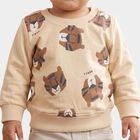 Infants' Beige Round Neck Printed Sweatshirt, Beige, small