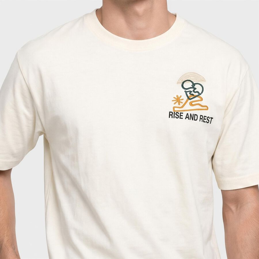 Men's Off White Cotton Round Neck Graphic Print T-Shirt, ऑफ व्हाइट, large