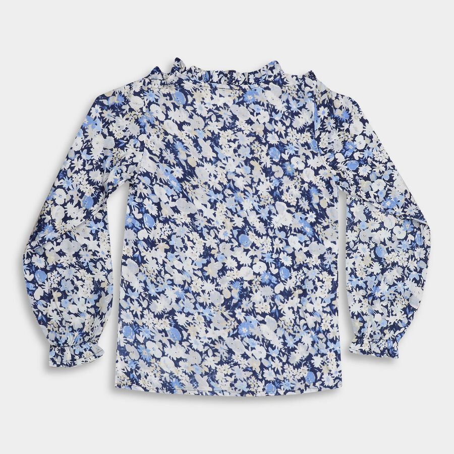 Girls' Blouse , Mid Blue, large image number null
