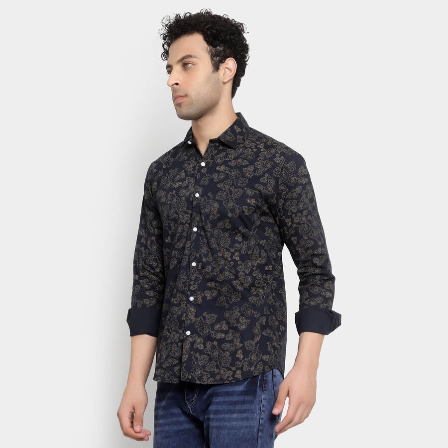 Cotton Casual Shirt, Navy Blue, large image number null