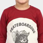 Boys' Red 100% Cotton Round Neck Graphic Print Baba Suit, Red, small