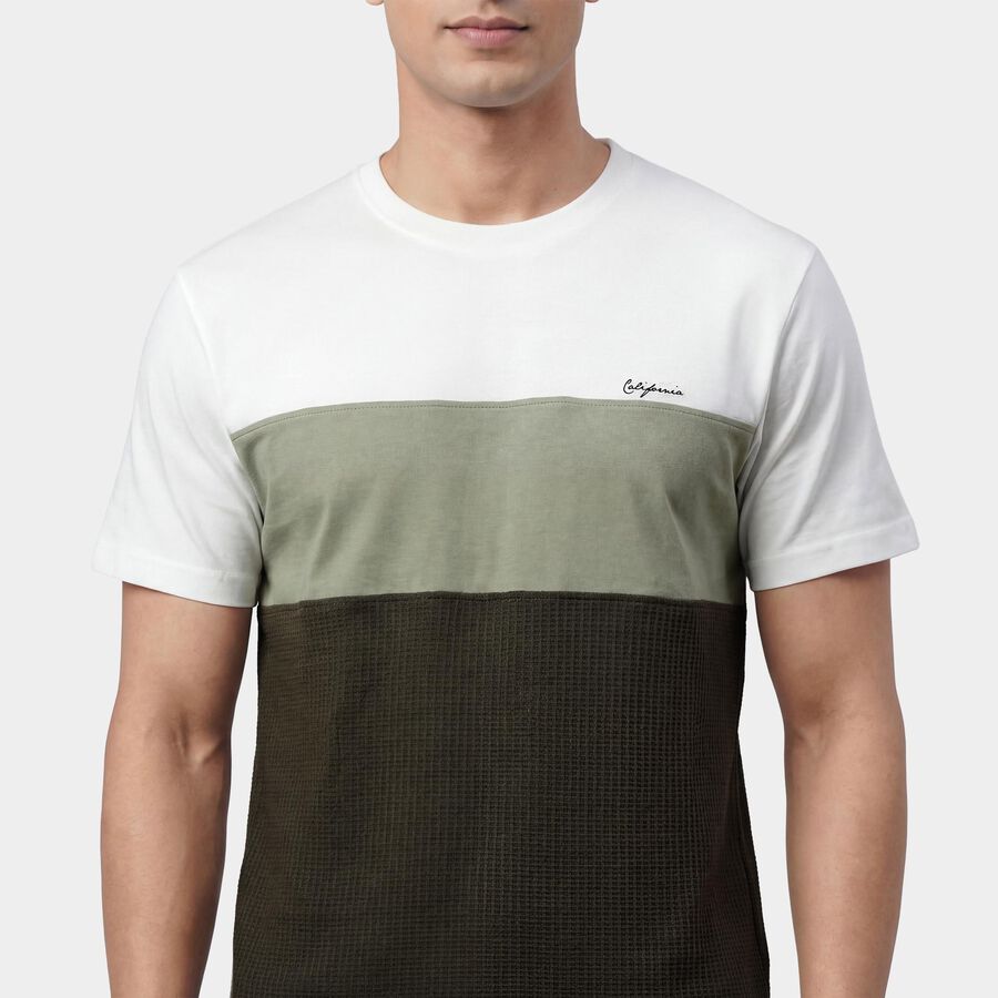 Men's Green Round Neck Classic T-Shirt, Light Green, large