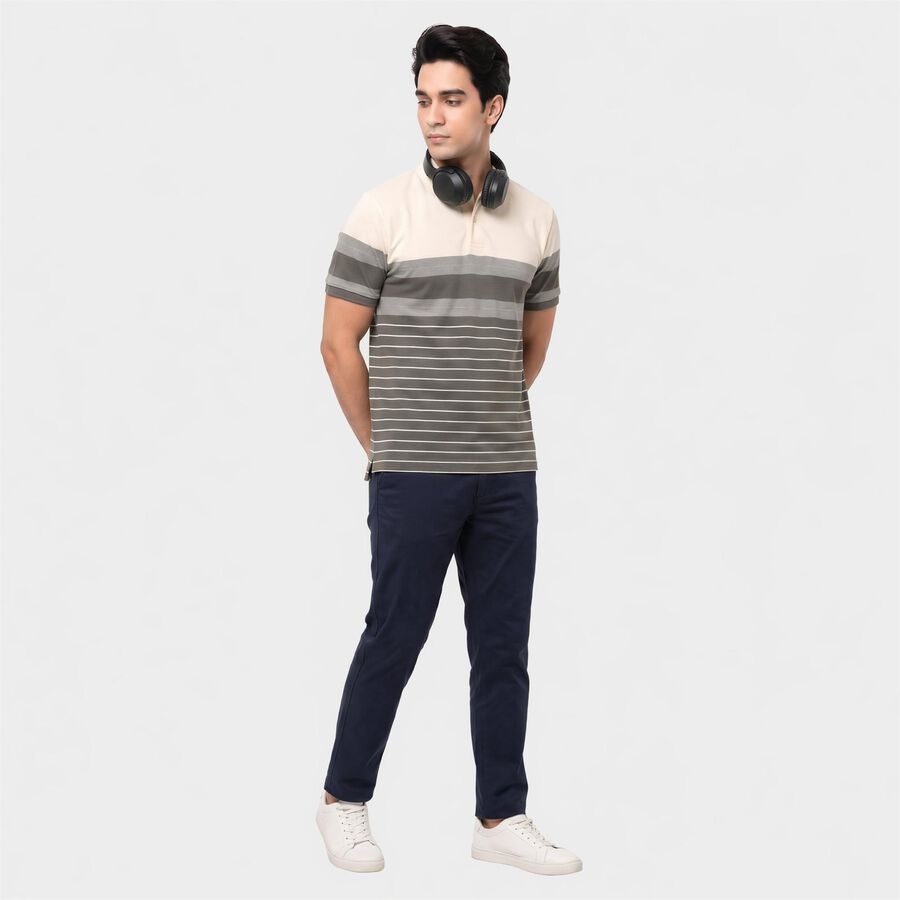 Men's Grey Collared Polo Half Sleeve T-Shirt, गहरा ग्रे, large