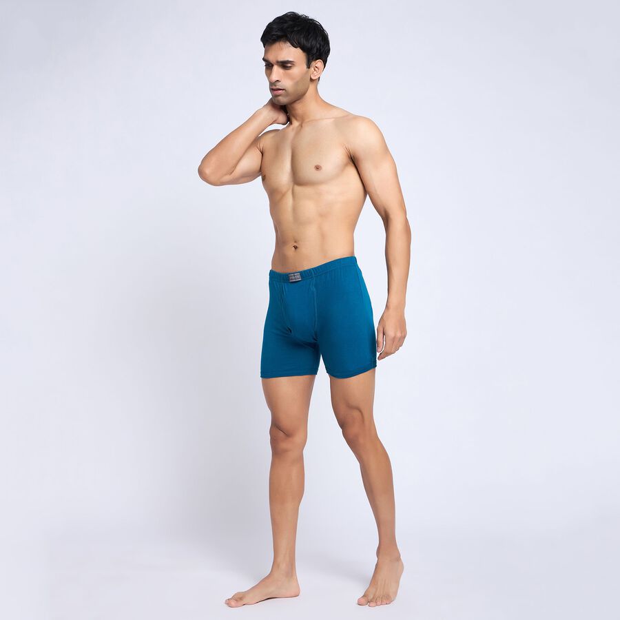 Men's 100% Cotton Trunks, Teal Blue, large