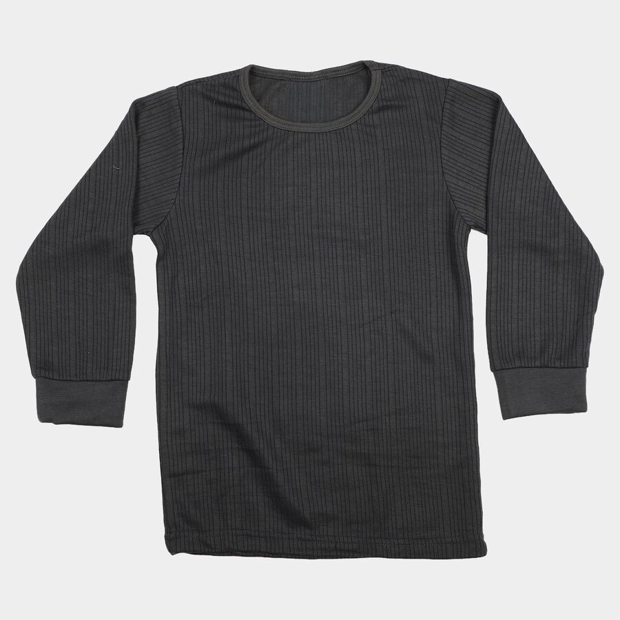 Girls Grey Long Sleeve Thermal, चारकोल, large