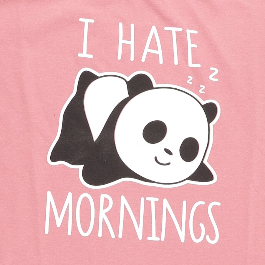 Girls' Soft Pink Round Neck Casual Graphic Top, गुलाबी, large image number null