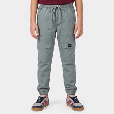Boys Mid Blue Regular Fit Cargo Trousers