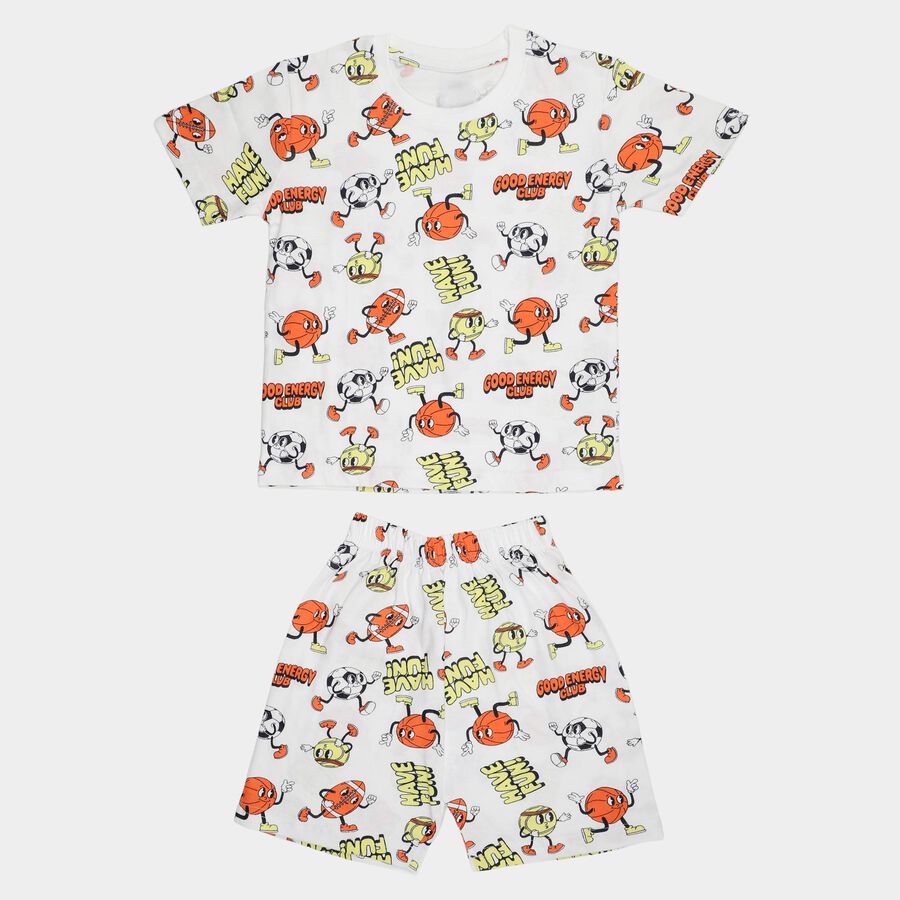 Boys' Night Suit, सफ़ेद, large