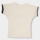 Girls' Beige Cotton Round Neck Casual T-Shirt, गहरा पीला, small image number null