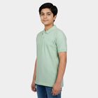 Boys' Aqua Cotton Blend Polo Neck Polo Boys T-Shirt, एक्वा, small
