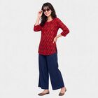 Women's Fuchsia Round Neck Printed Kurti, Fuchsia, small