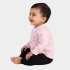 Infants Soft Baby Pink Cotton Peter Pan Collar Casual T-Shirt, Pink, small image number null