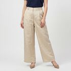 Women's Beige Wide-Leg Pleated Trousers, Beige, small