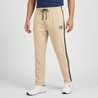 Men's Beige Regular Fit Side-Striped Track Pants, गहरा पीला, small