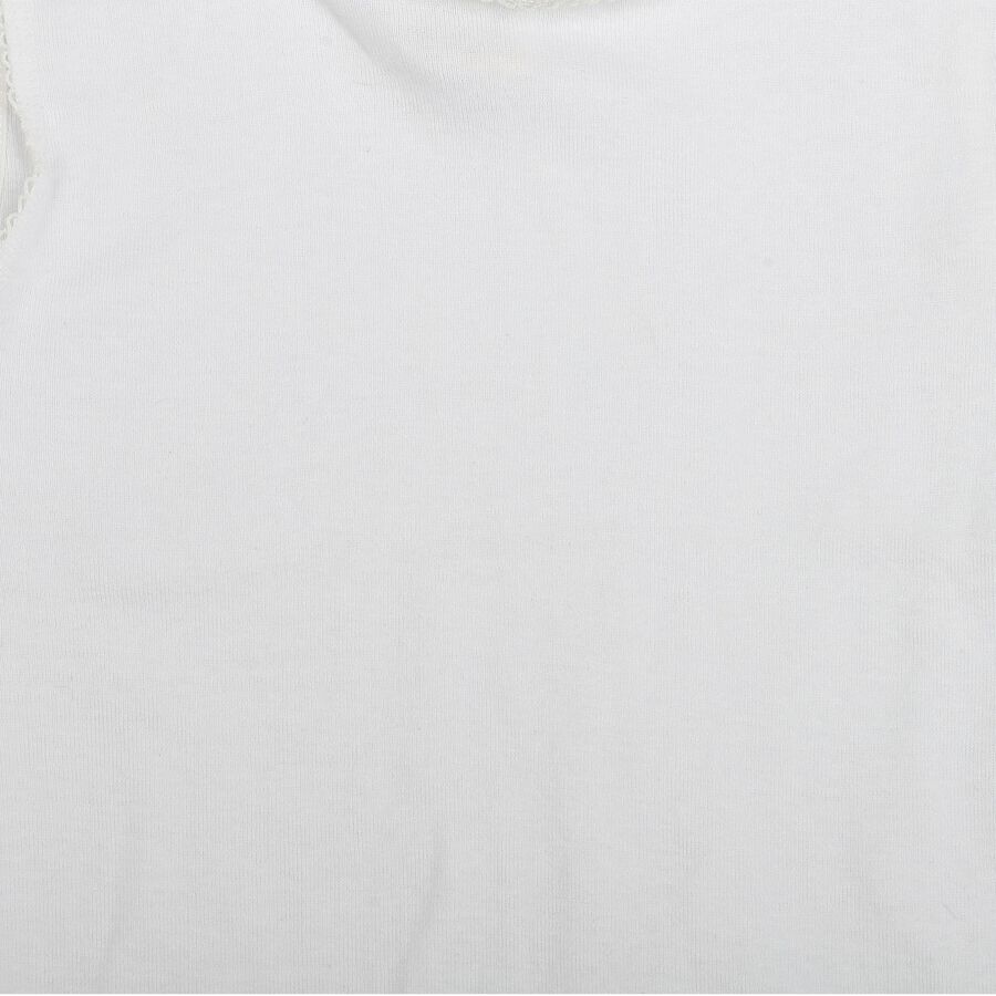 Girls White Cotton Round Neck Sleeveless Vest, सफ़ेद, large