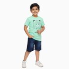 Boys' Light Green Cotton Round Neck Tiger Print Baba Suit, Light Green, small image number null