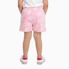 Girls' Soft Pink Floral Cotton Blend Shorts, गुलाबी, small