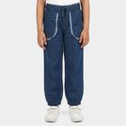Girls Blue Jogger Fit Lace Trim Jeans, Light Blue, small