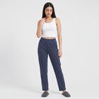 Women's Navy Blue Straight Fit Striped Lounge Pyjama, Navy Blue, small