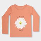 Girls' Soft Peach Round Neck Casual Top, Peach, small image number null