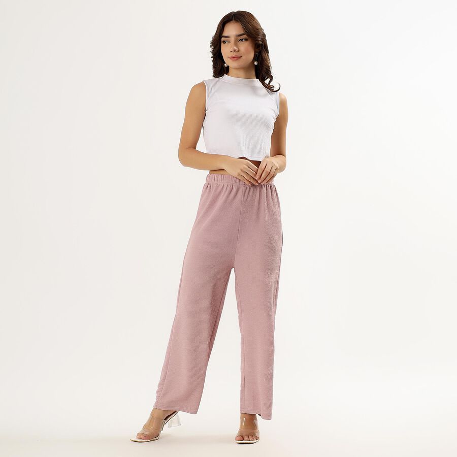 Women's Dusty Rose Balloon-Fit Textured Harem Pants, Pink, large