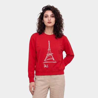Women's Fuchsia Crew Neck Pullover Sweatshirt