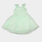 Girls' Mint Green Fit and Flare Pearl Embellished Tulle Frock, Light Green, small