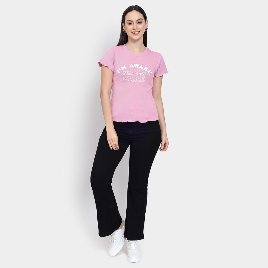 Ladies' Round Neck T-Shirt , Light Pink, large