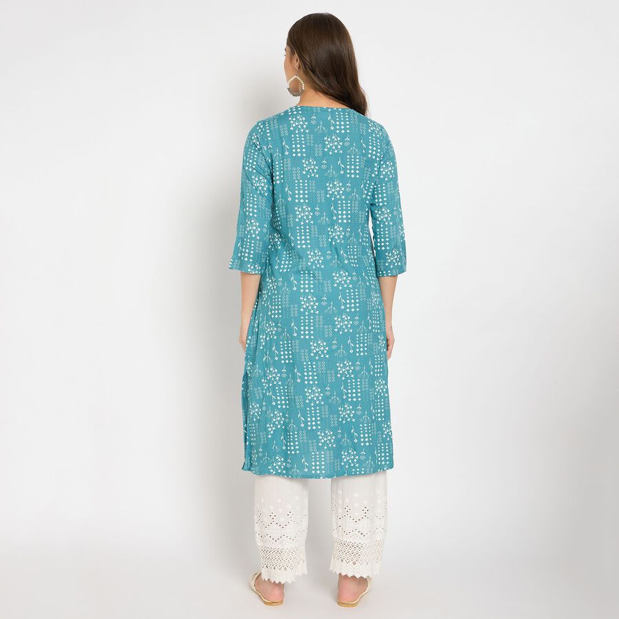 Ladies' Kurta, मध्यम नीला, large image number null
