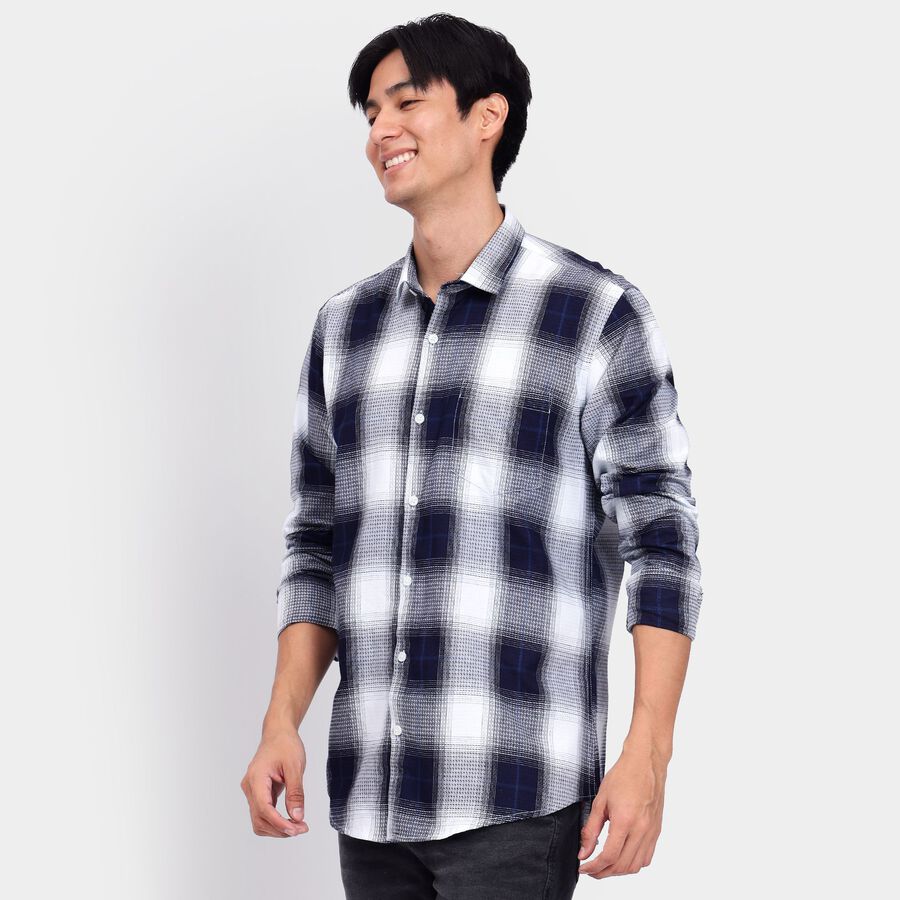 Men's 100% Cotton Casual Shirt, गहरा नीला, large image number null