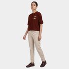 Women's Rust Cotton Round Neck Casual T-Shirt, Rust, small