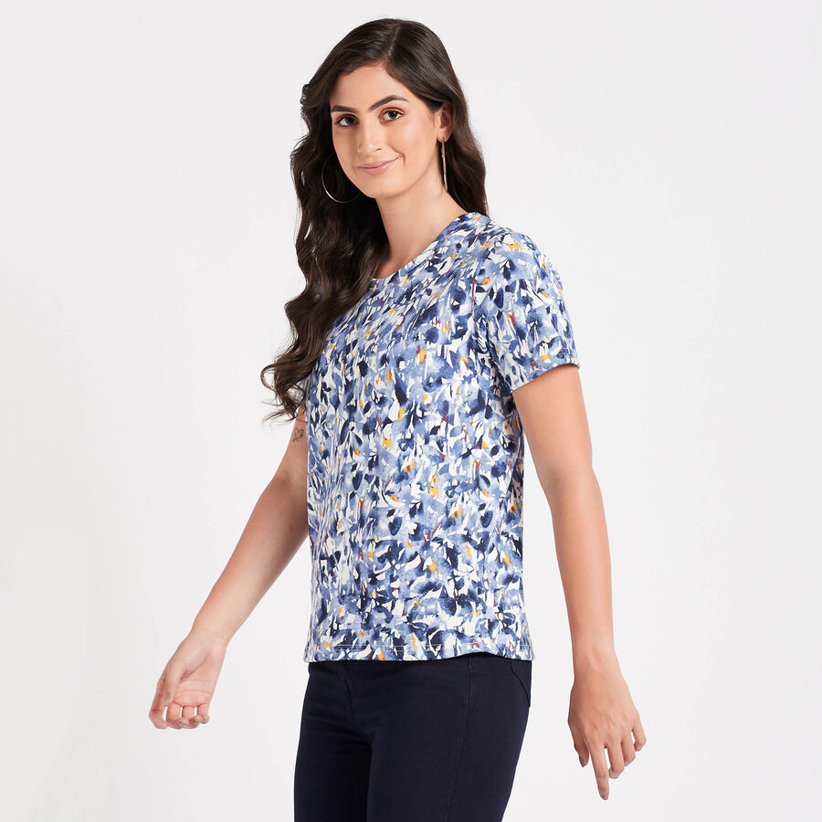 All Over Print Round Neck T-Shirt, Blue, large image number null