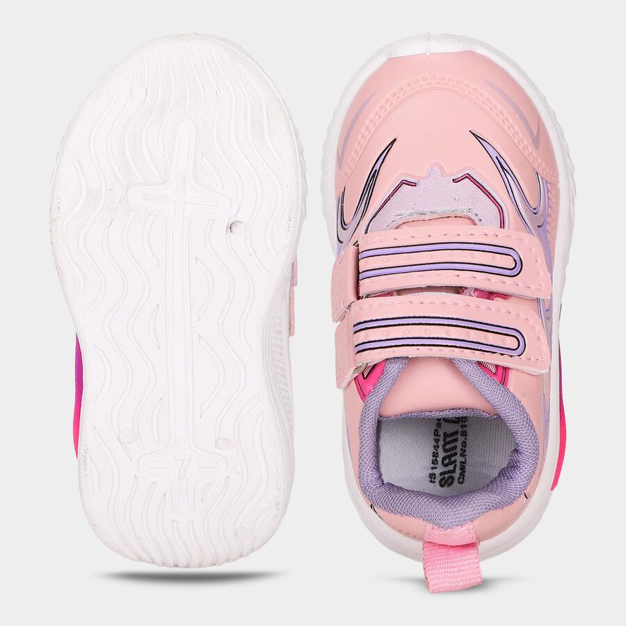 Girls Pink Velcro Strap Sneakers, Pink, large