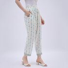 Women's Off-White Printed Elastic Waist Palazzos, Off White, small