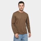 Men's Brown Round Neck Regular T-Shirt, भूरा, small