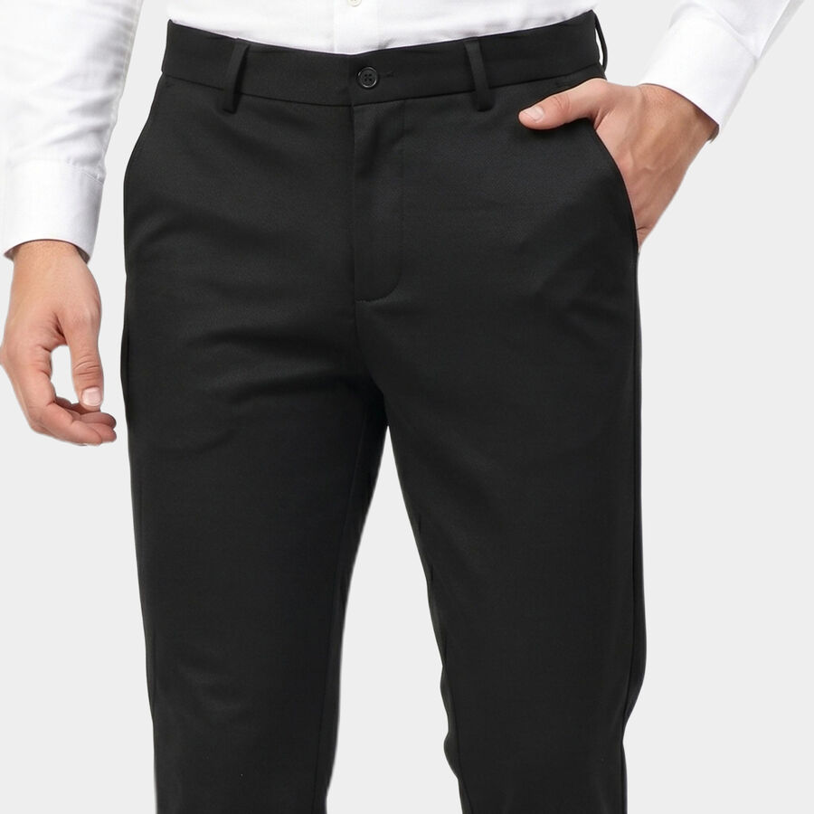 Men's Navy Blue Slim Fit Casual Trousers, नेवी ब्लू, large