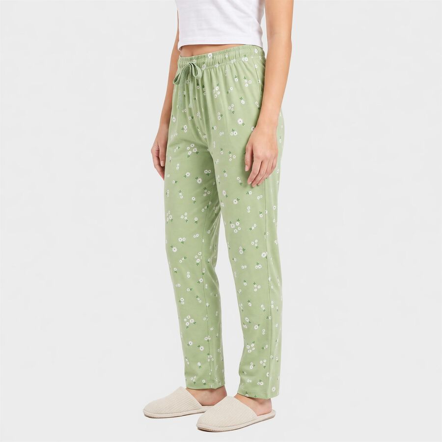 Women's Green Straight Fit Floral Printed Pyjama, हल्का हरा, large