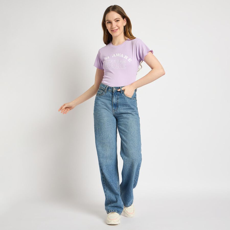 Ladies' Round Neck T-Shirt , लाइलेक, large
