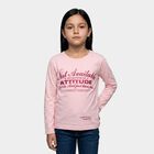 Girls Pink Round Neck Regular Top, गुलाबी, small