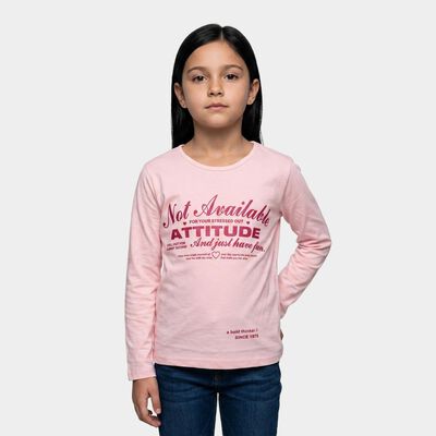 Girls Pink Round Neck Regular Top