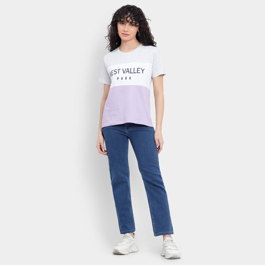Cotton Round Neck T-Shirt, लाइलेक, large image number null