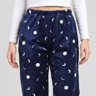 Women's Navy Blue Straight Fit Moon Lounge Pyjama, नेवी ब्लू, small