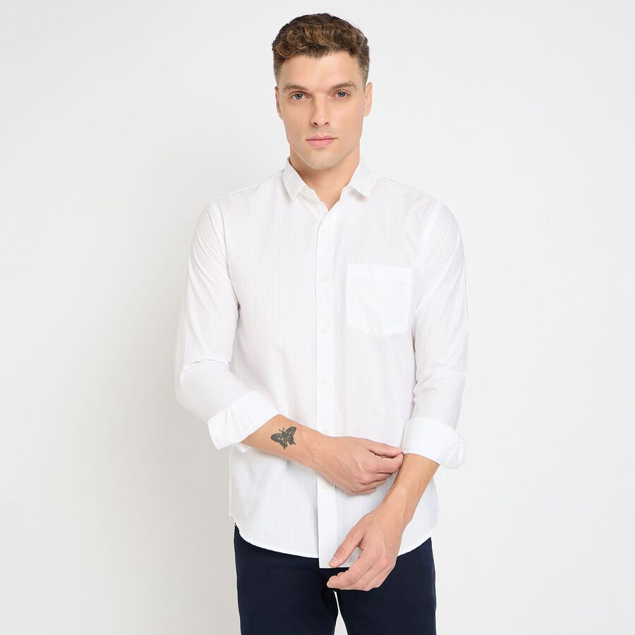 Men's 100% Cotton Casual Shirt, White, large image number null