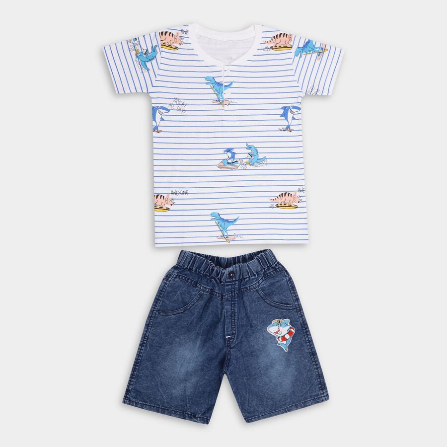Boys' 100% Cotton Woven Baba Suit , Light Blue, large image number null