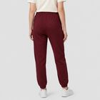 Women Wine Jogger Fit Solid Track Pants, वाइन, small