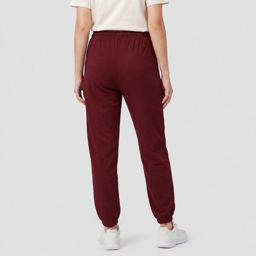 Women Wine Jogger Fit Solid Track Pants, वाइन, large