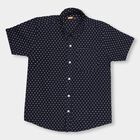 Boys' Deep Midnight Navy Blue Cotton Classic Casual Shirt, Navy Blue, small image number null